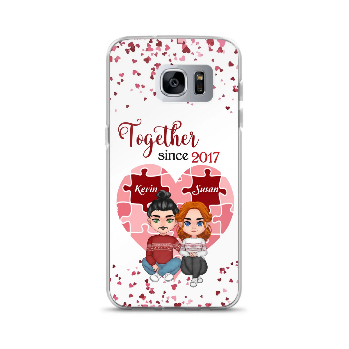 Custom Personalized Couple Phone Case - Gift Idea For Couple/Valentines Day - Together Since 2017 - Case For iPhone/Samsung
