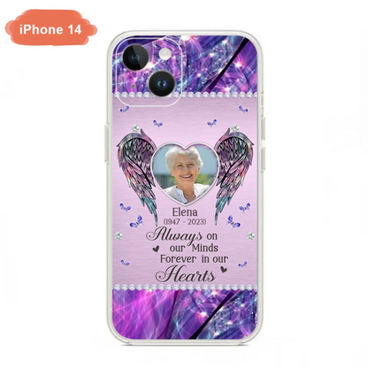 Custom Personalized Memorial Phone Case - Memorial Gift Idea For Family - Case For iPhone/Samsung - Always On My Mind Forever In Our Hearts