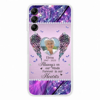 Custom Personalized Memorial Phone Case - Memorial Gift Idea For Family - Case For iPhone/Samsung - Always On My Mind Forever In Our Hearts