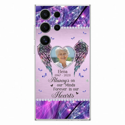 Custom Personalized Memorial Phone Case - Memorial Gift Idea For Family - Case For iPhone/Samsung - Always On My Mind Forever In Our Hearts