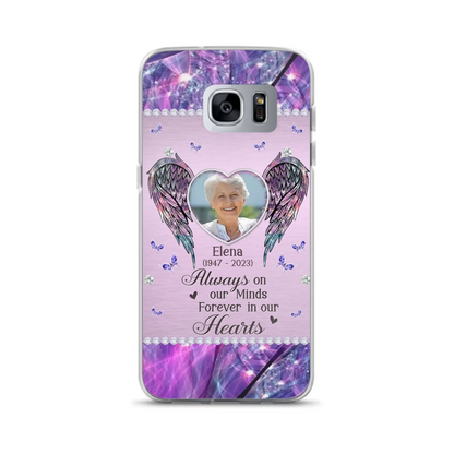 Custom Personalized Memorial Phone Case - Memorial Gift Idea For Family - Case For iPhone/Samsung - Always On My Mind Forever In Our Hearts
