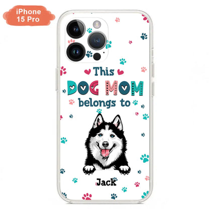 Custom Personalized Dog Phone Case For iPhone And Samsung - Gift Idea For Dog Lover - Up to 6 Dogs - This Dog Mom Belongs To