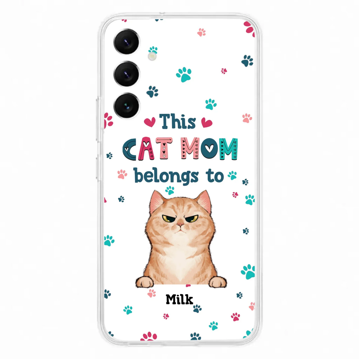 Custom Personalized Cat Phone Case For iPhone And Samsung - Gift Idea For Cat Lover - Up to 6 Cats - This Cat Mom Belongs To