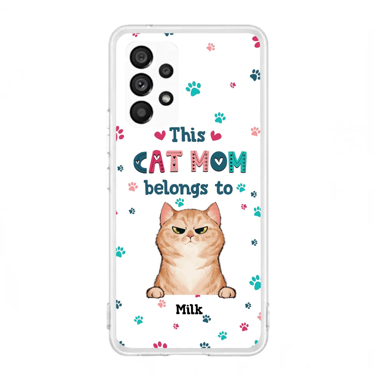 Custom Personalized Cat Phone Case For iPhone And Samsung - Gift Idea For Cat Lover - Up to 6 Cats - This Cat Mom Belongs To