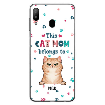 Custom Personalized Cat Phone Case For iPhone And Samsung - Gift Idea For Cat Lover - Up to 6 Cats - This Cat Mom Belongs To
