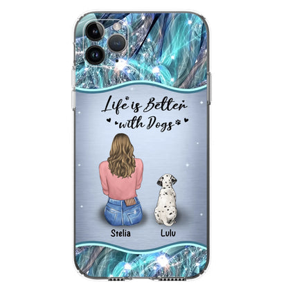 Personalized Dog Mom Phone Case - Upto 4 Dogs -Gift Idea For Dog Owners - Life Is Better With Dogs - Case For iPhone/Samsung