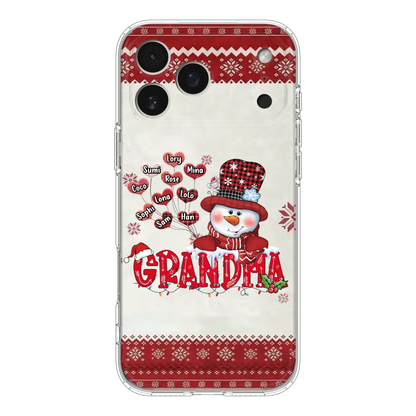 Personalized Snowman Grandma Phone Case - Christmas Gift Idea For Grandma - Up to 10 Kids - Case For iPhone/Samsung