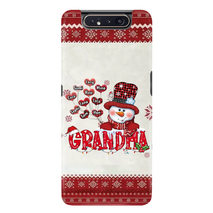 Personalized Snowman Grandma Phone Case - Christmas Gift Idea For Grandma - Up to 10 Kids - Case For iPhone/Samsung