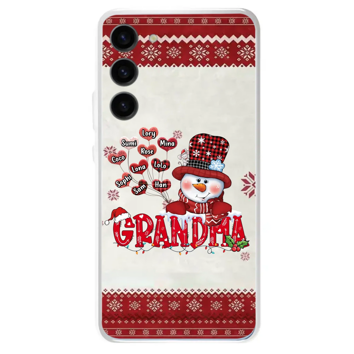 Personalized Snowman Grandma Phone Case - Christmas Gift Idea For Grandma - Up to 10 Kids - Case For iPhone/Samsung