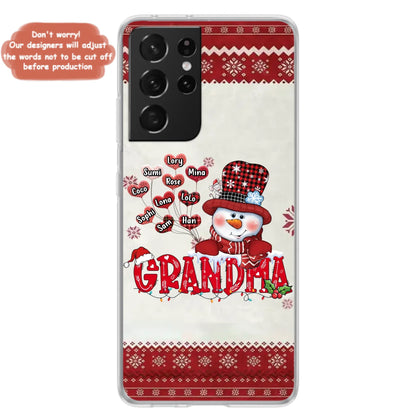 Personalized Snowman Grandma Phone Case - Christmas Gift Idea For Grandma - Up to 10 Kids - Case For iPhone/Samsung