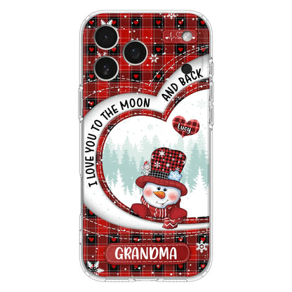 Custom Personalized Snowman Grandma Phone Case - Christmas Gift Idea For Grandma - Up to 12 Kids - Case For iPhone/Samsung - I Love You To The Moon And Back