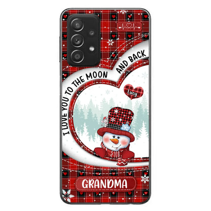 Custom Personalized Snowman Grandma Phone Case - Christmas Gift Idea For Grandma - Up to 12 Kids - Case For iPhone/Samsung - I Love You To The Moon And Back