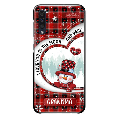 Custom Personalized Snowman Grandma Phone Case - Christmas Gift Idea For Grandma - Up to 12 Kids - Case For iPhone/Samsung - I Love You To The Moon And Back