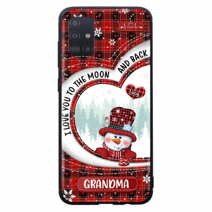 Custom Personalized Snowman Grandma Phone Case - Christmas Gift Idea For Grandma - Up to 12 Kids - Case For iPhone/Samsung - I Love You To The Moon And Back