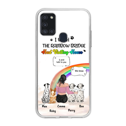 Personalized Pet Mom Phone Case - Upto 4 Pets - Memorial Gift Idea for Dog/Cat Lovers - I Wish The Rainbow Bridge Had Visiting Hours - Case for iPhone/Samsung