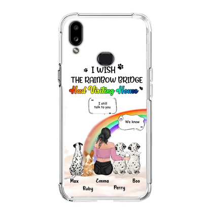 Personalized Pet Mom Phone Case - Upto 4 Pets - Memorial Gift Idea for Dog/Cat Lovers - I Wish The Rainbow Bridge Had Visiting Hours - Case for iPhone/Samsung
