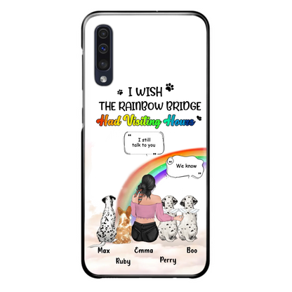 Personalized Pet Mom Phone Case - Upto 4 Pets - Memorial Gift Idea for Dog/Cat Lovers - I Wish The Rainbow Bridge Had Visiting Hours - Case for iPhone/Samsung