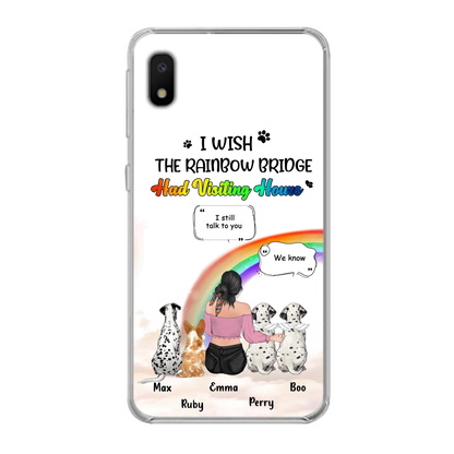 Personalized Pet Mom Phone Case - Upto 4 Pets - Memorial Gift Idea for Dog/Cat Lovers - I Wish The Rainbow Bridge Had Visiting Hours - Case for iPhone/Samsung