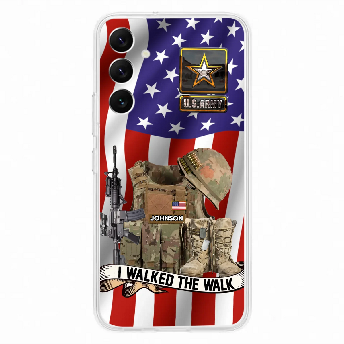 Custom Personalized Veteran US Flag Phone Case - Gift Idea For Veteran - Case For iPhone/ Samsung - I Walked The Walk