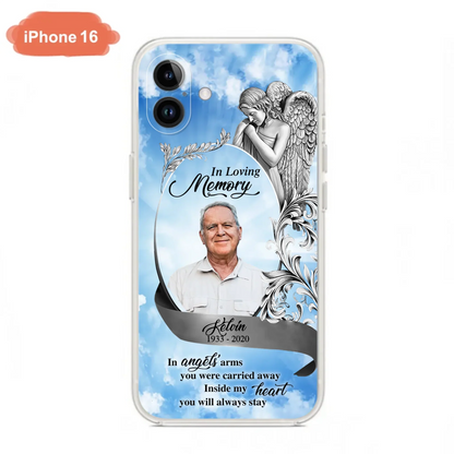 Custom Personalized Memorial Photo Phone Case - Memorial Gift Idea for Family - Inside My Heart You Will Always Stay - Case For iPhone/Samsung