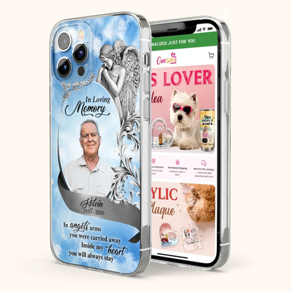 Custom Personalized Memorial Photo Phone Case - Memorial Gift Idea for Family - Inside My Heart You Will Always Stay - Case For iPhone/Samsung
