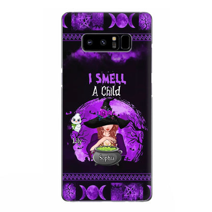 Custom Personalized Witch Phone Case - Upto 10 Children - Halloween Gift Idea for Family - I Smell Children - Case for iPhone/Samsung