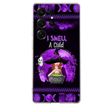 Custom Personalized Witch Phone Case - Upto 10 Children - Halloween Gift Idea for Family - I Smell Children - Case for iPhone/Samsung