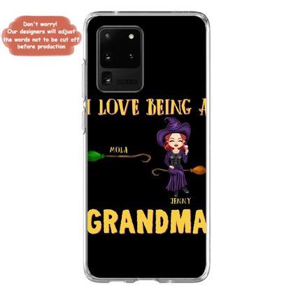 Personalized Witch Grandma Phone Case - Gift Idea For Halloween/Witch/Grandma - Upto 8 Kids - I Love Being A Grandma - Case For iPhone/Samsung