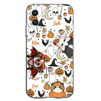 Custom Personalized Halloween Pet Phone Case - Upto 3 Pets - Gift Idea For Dog/Cat Owners - Case for iPhone/Samsung