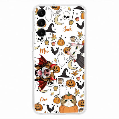 Custom Personalized Halloween Pet Phone Case - Upto 3 Pets - Gift Idea For Dog/Cat Owners - Case for iPhone/Samsung