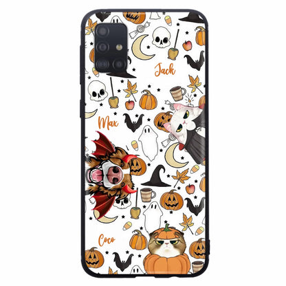 Custom Personalized Halloween Pet Phone Case - Upto 3 Pets - Gift Idea For Dog/Cat Owners - Case for iPhone/Samsung