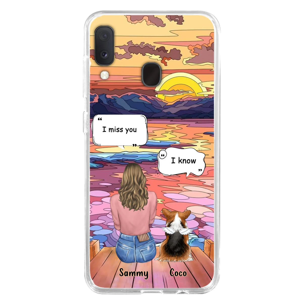 Custom Personalized Memorial Pet Phone Case - Upto 3 Pets - Memorial Gift Idea For Dog/Cat/Rabbits Owners - Case for iPhone/Samsung  - I Miss You