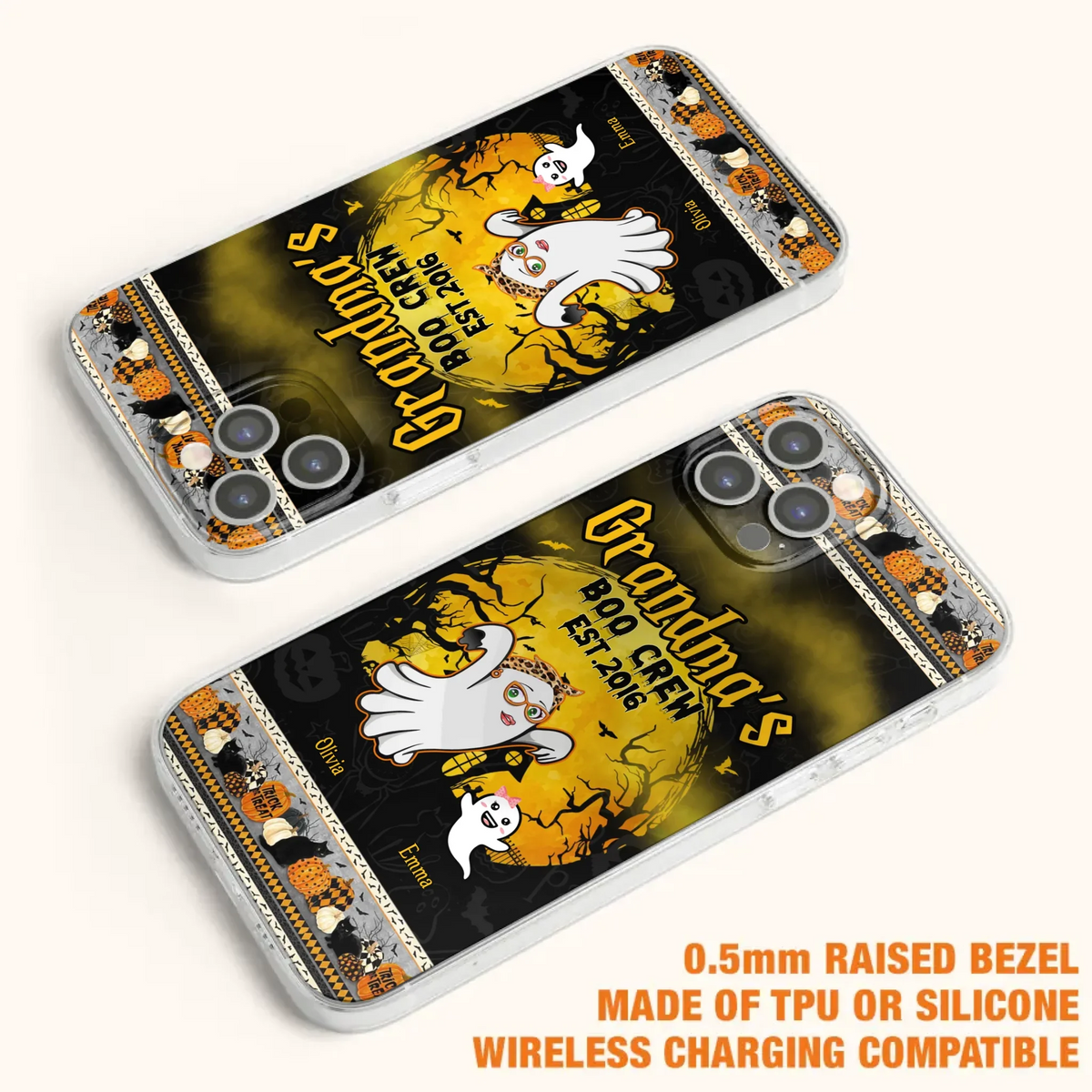 Custom Personalized Grandma Phone Case - Halloween Gift For Grandma - Upto 7 Kids - Grandma's Boo Crew - Case For iPhone/ Samsung