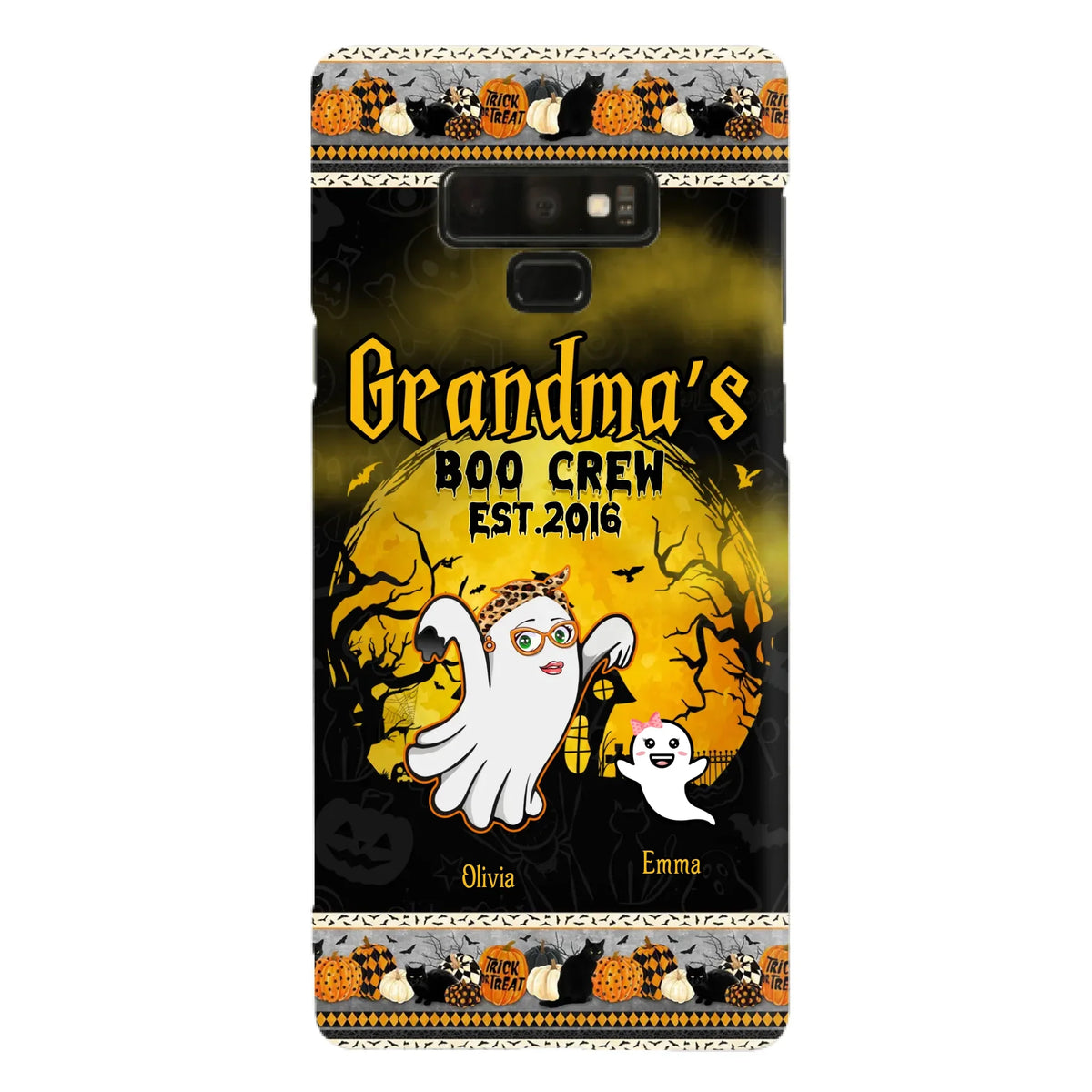 Custom Personalized Grandma Phone Case - Halloween Gift For Grandma - Upto 7 Kids - Grandma's Boo Crew - Case For iPhone/ Samsung