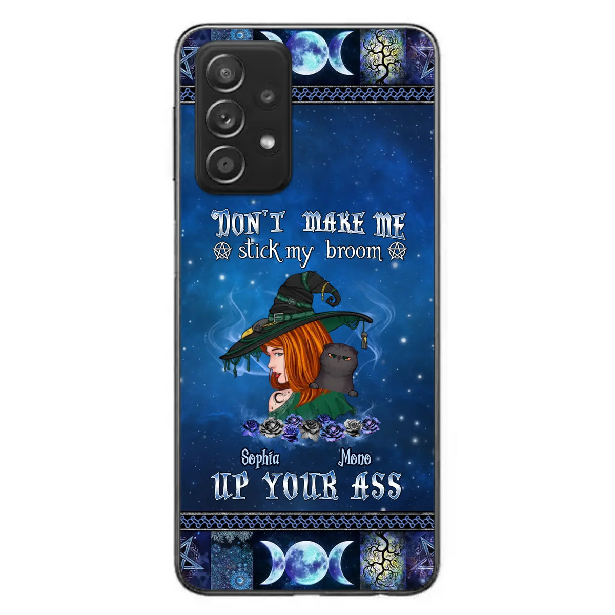 Personalized Witch Phone Case - Gift Idea For Witch Lover/ Halloween - Don't Make Me Stick My Broom Up Your Ass - Case For iPhone/Samsung