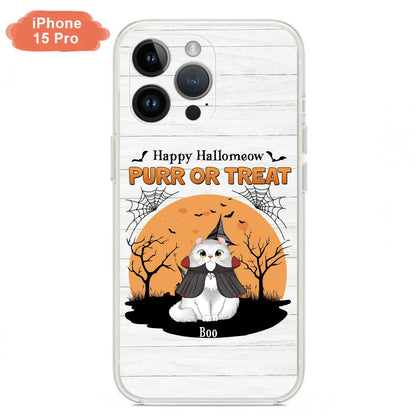 Custom Personalized Meowloween Phone Case - Up to 6 Cats - Halloween Gift Idea for Cat Lovers - Happy Hallomeow - Case for iPhone/Samsung