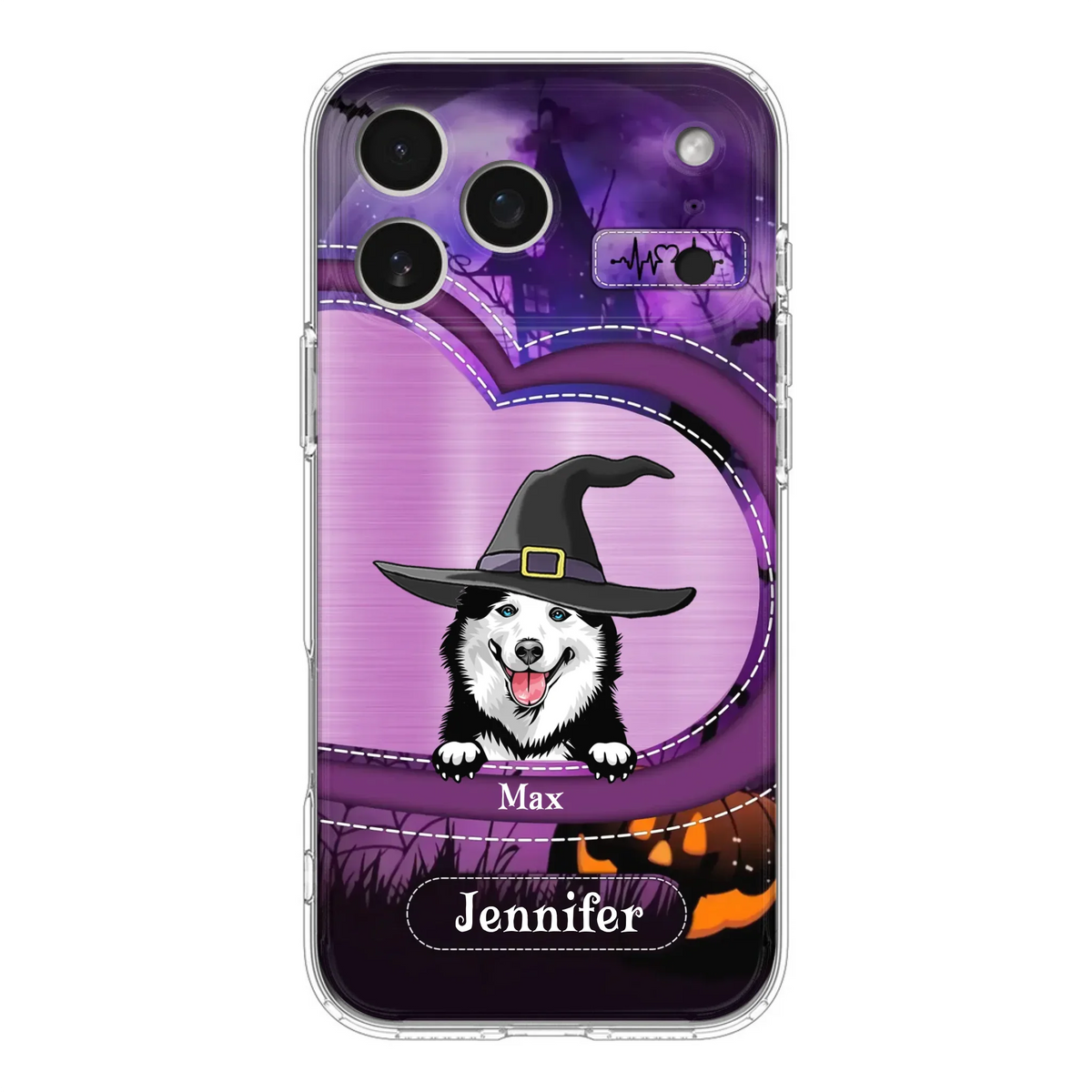 Custom Personalized Dog Halloween Phone Case - Gift Idea For Dog Lover/ Halloween - Upto 3 Dogs -  Case For iPhone/Samsung