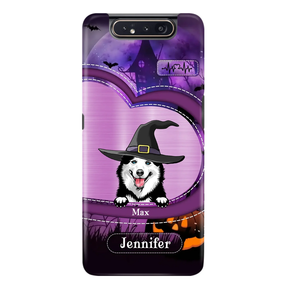 Custom Personalized Dog Halloween Phone Case - Gift Idea For Dog Lover/ Halloween - Upto 3 Dogs -  Case For iPhone/Samsung
