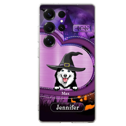 Custom Personalized Dog Halloween Phone Case - Gift Idea For Dog Lover/ Halloween - Upto 3 Dogs -  Case For iPhone/Samsung