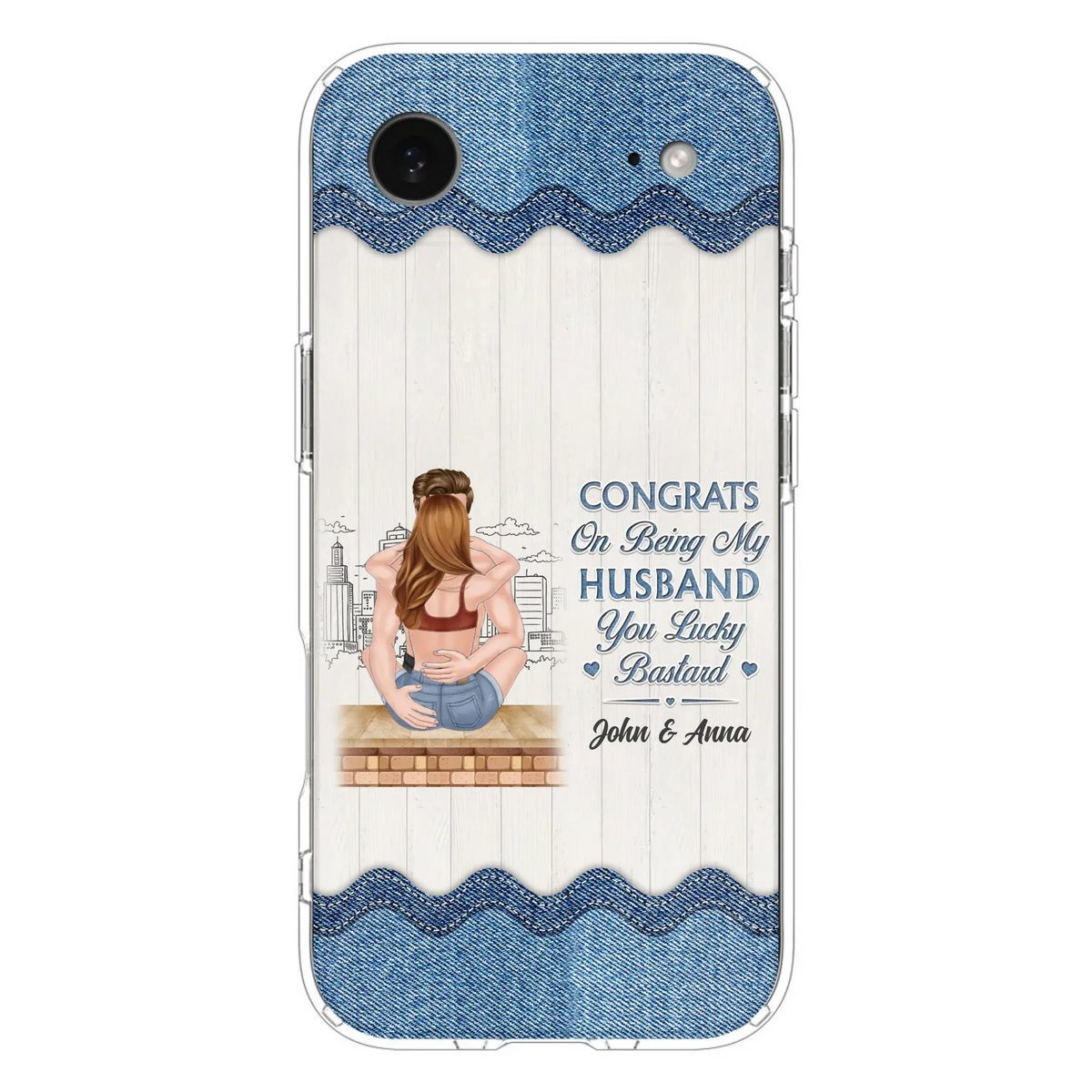 Custom Personalized Couple Phone Case - Gift Idea For Couple/Valentines Day - Congrats On Being My Husband You Lucky Bastard - Case For iPhone/Samsung