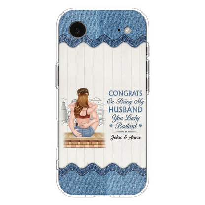 Custom Personalized Couple Phone Case - Gift Idea For Couple/Valentines Day - Congrats On Being My Husband You Lucky Bastard - Case For iPhone/Samsung