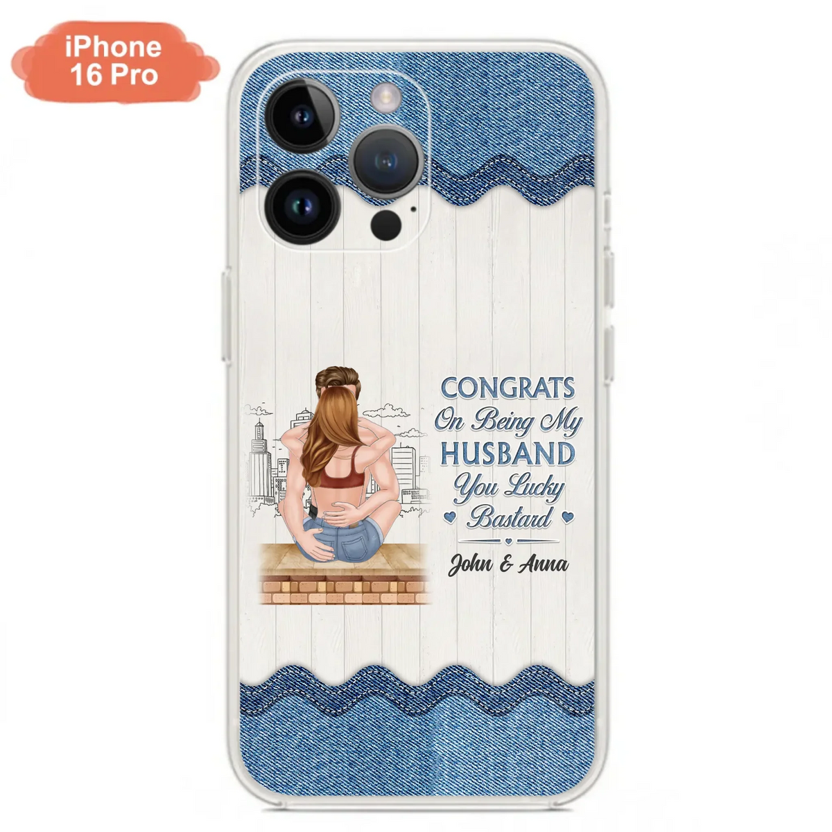 Custom Personalized Couple Phone Case - Gift Idea For Couple/Valentines Day - Congrats On Being My Husband You Lucky Bastard - Case For iPhone/Samsung