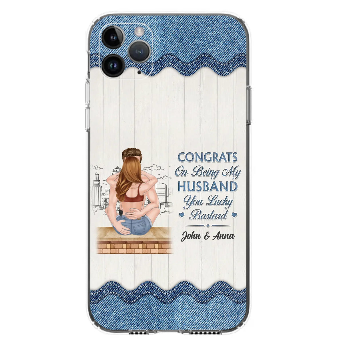 Custom Personalized Couple Phone Case - Gift Idea For Couple/Valentines Day - Congrats On Being My Husband You Lucky Bastard - Case For iPhone/Samsung