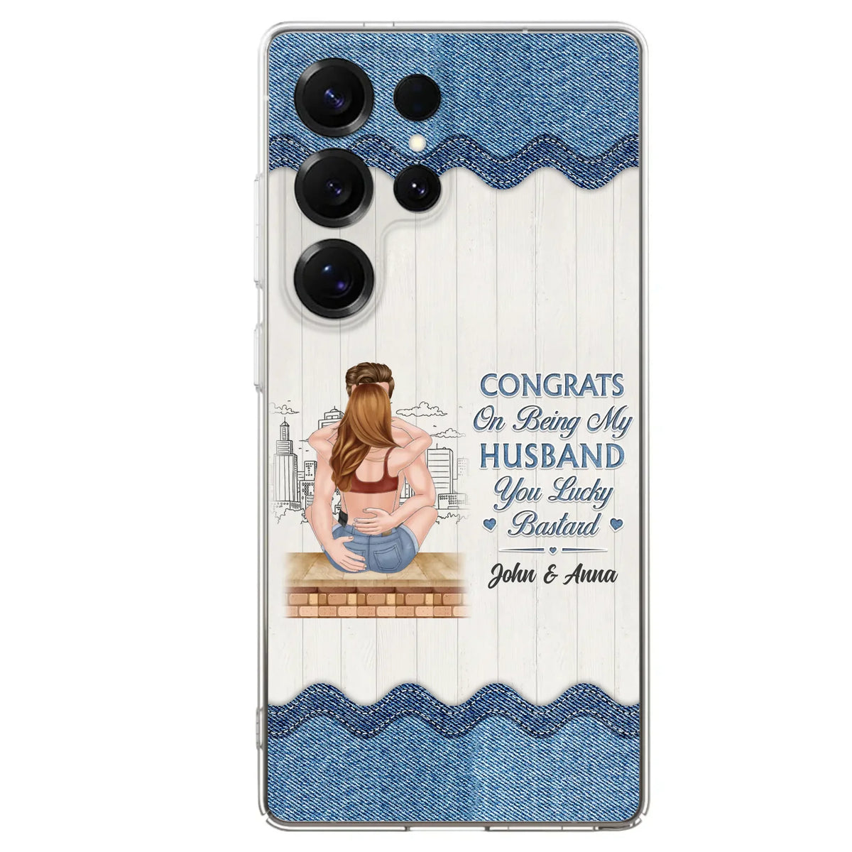 Custom Personalized Couple Phone Case - Gift Idea For Couple/Valentines Day - Congrats On Being My Husband You Lucky Bastard - Case For iPhone/Samsung