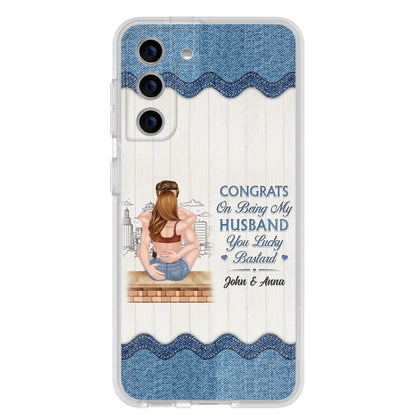 Custom Personalized Couple Phone Case - Gift Idea For Couple/Valentines Day - Congrats On Being My Husband You Lucky Bastard - Case For iPhone/Samsung