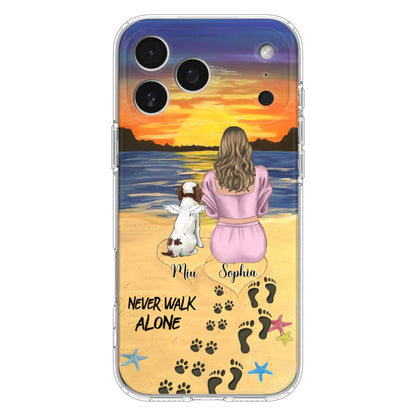 Custom Personalized Memorial Dog Mom Phone Case - Upto 3 Dogs - Memorial Gift Idea for Dog Owners - Never Walk Alone - Case for iPhone/Samsung