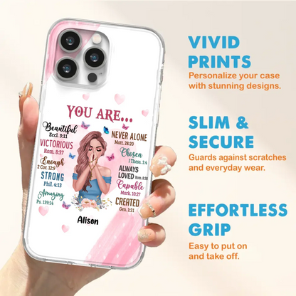 Custom Personalized Praying Girl Phone Case - Gift Idea for Girls/Friends - You Are Beautiful - Case for iPhone/Samsung