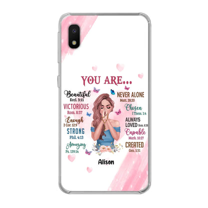 Custom Personalized Praying Girl Phone Case - Gift Idea for Girls/Friends - You Are Beautiful - Case for iPhone/Samsung
