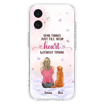 Custom Personalized Dog Mom Phone Case - Upto 5 Dogs - Gift Idea For Dog Lovers - Some Things Just Fill Your Heart Without Trying - Case for iPhone/Samsung