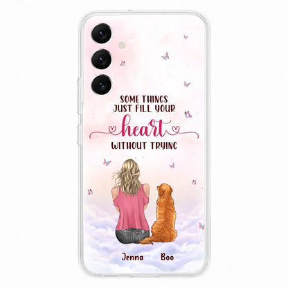 Custom Personalized Dog Mom Phone Case - Upto 5 Dogs - Gift Idea For Dog Lovers - Some Things Just Fill Your Heart Without Trying - Case for iPhone/Samsung
